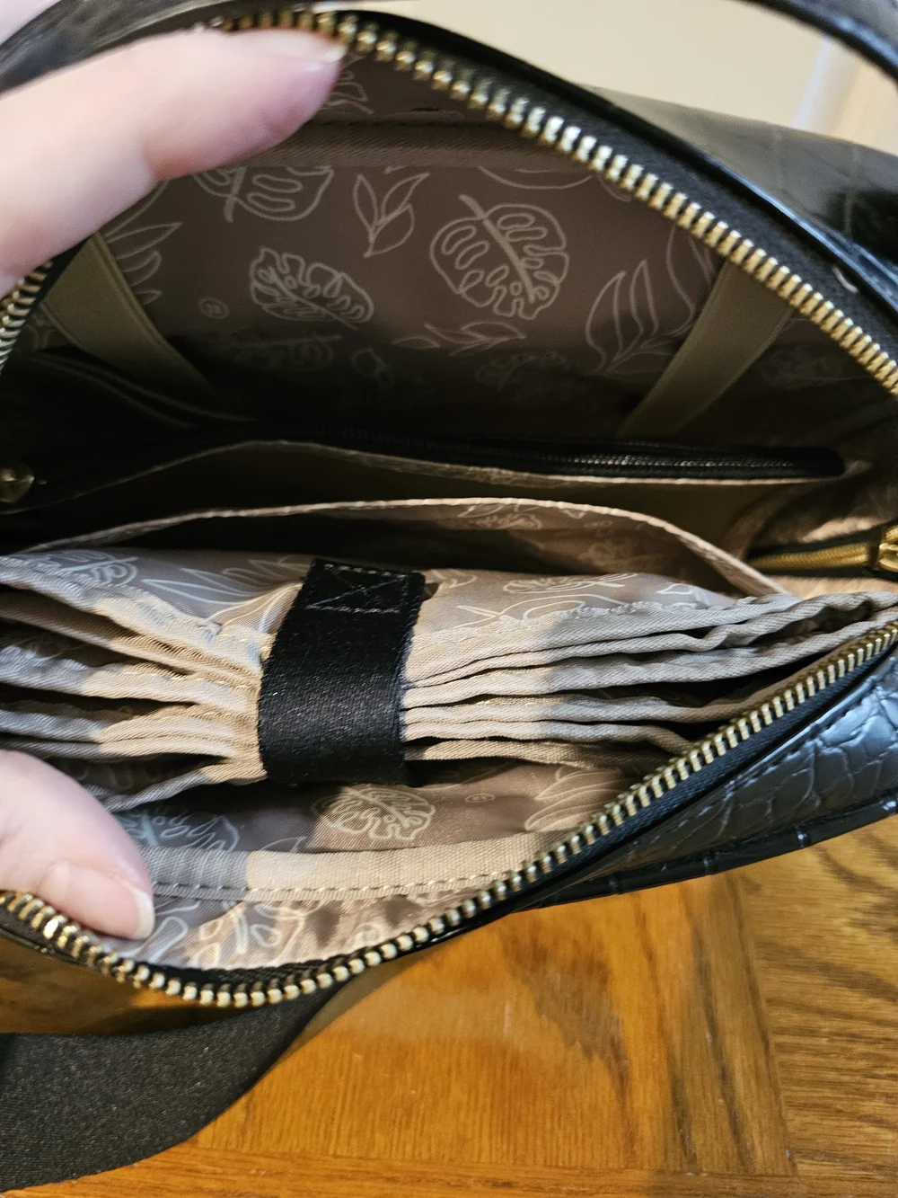 TWElvelittle Black Croc-Embossed Diaper Bag W/ Changing Pad